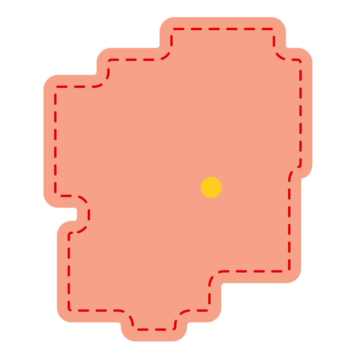 栃木県の無料フリーイラスト｜簡易・県庁あり・角丸ステッチ(赤)