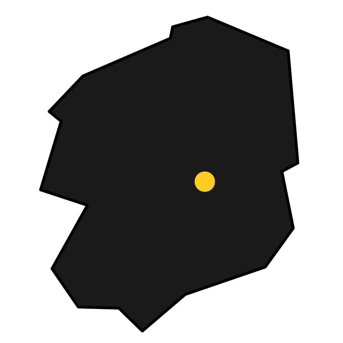 栃木県の無料フリーイラスト|簡易・県庁あり・三角(黒)