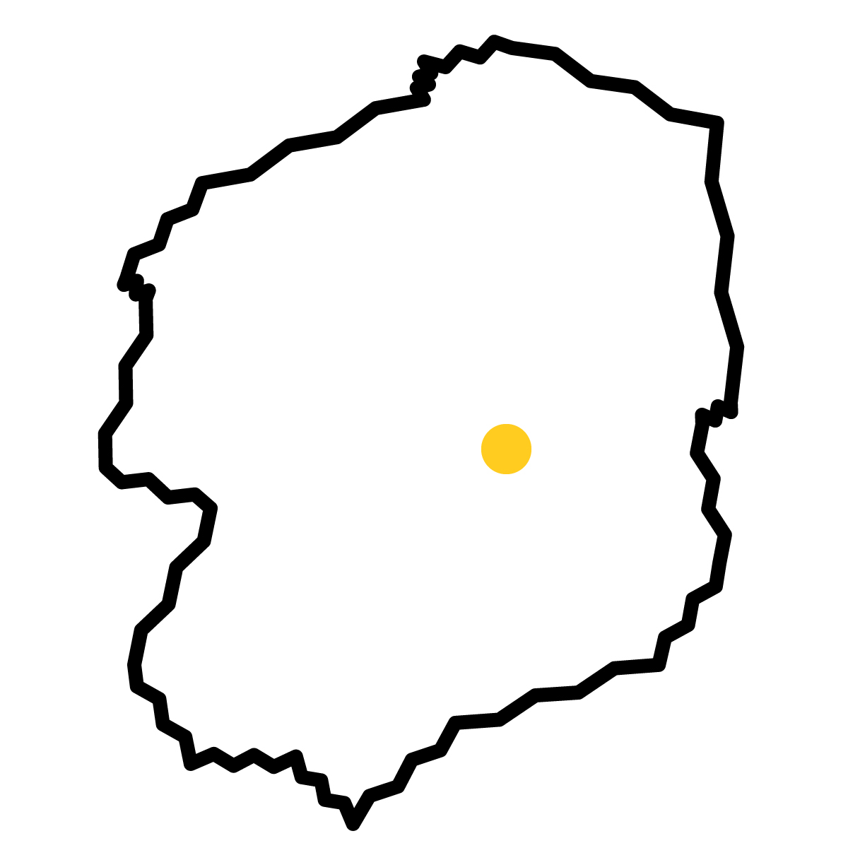 栃木県の無料フリーイラスト｜簡易・県庁あり・ジグザグ(黒)