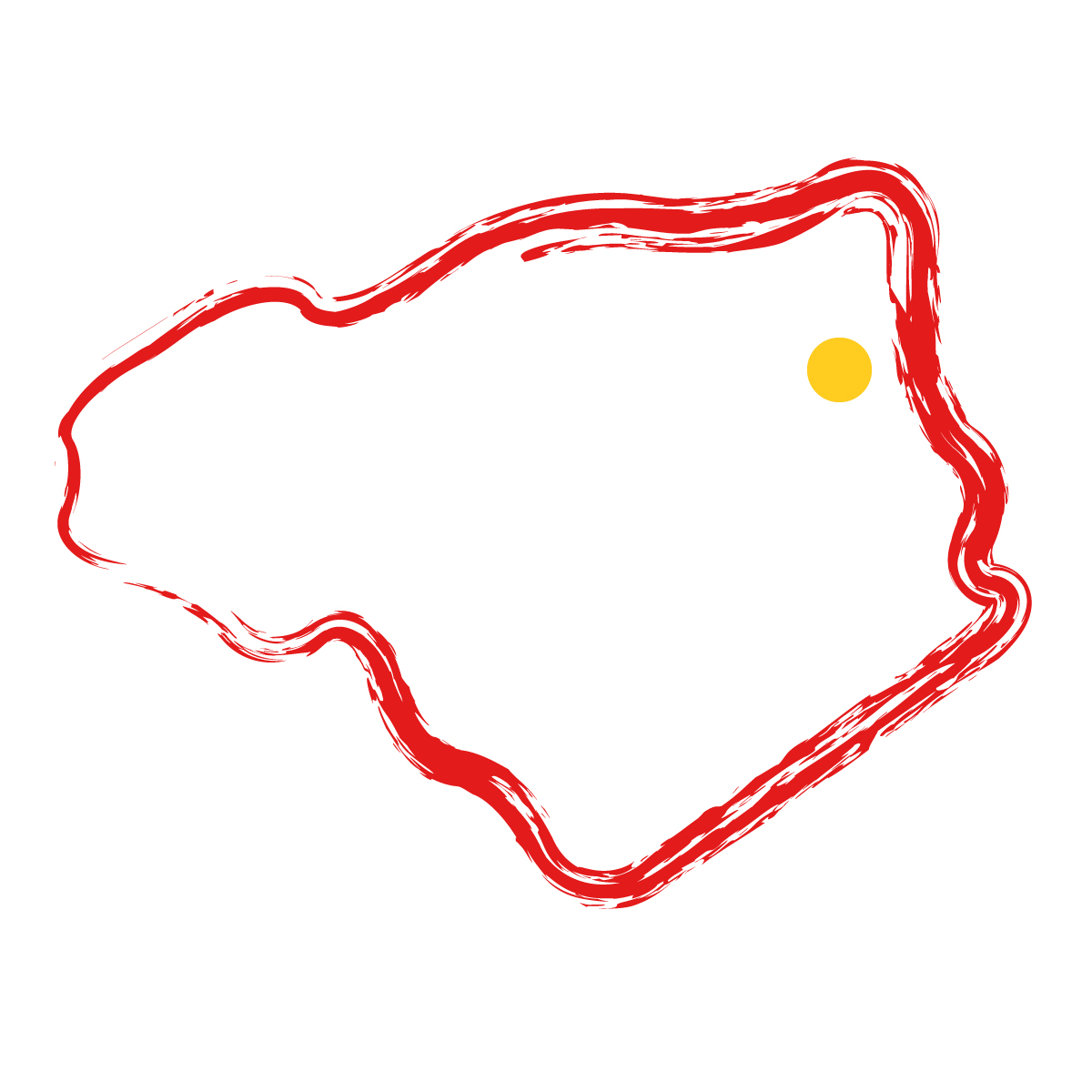 徳島県の無料フリーイラスト|簡易・県庁あり・毛筆(赤)