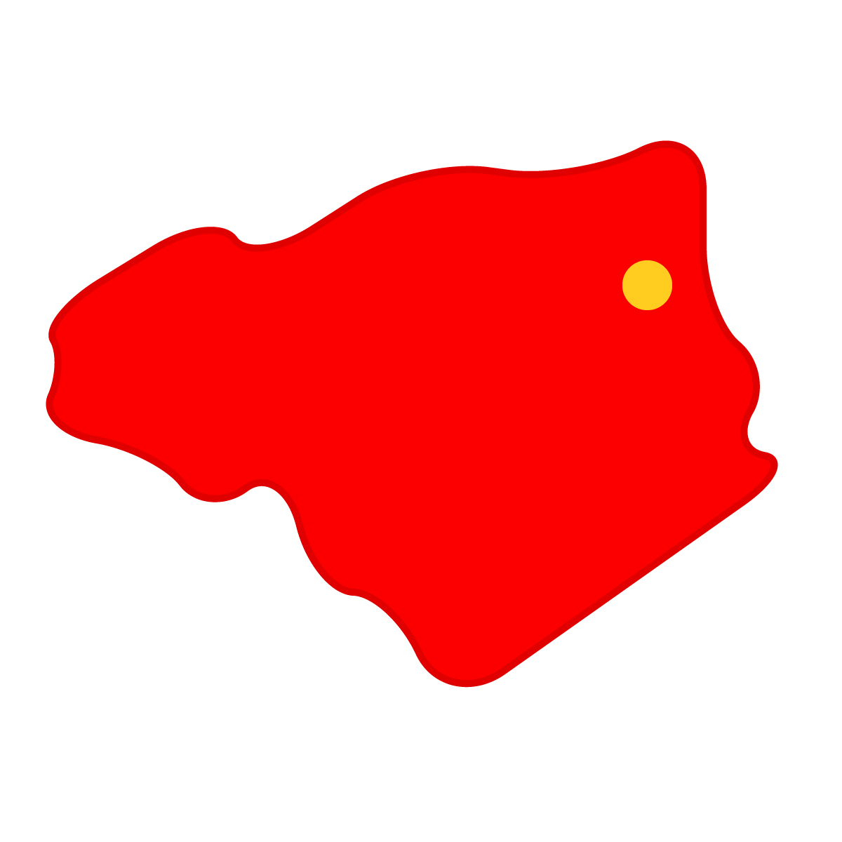 徳島県の無料フリーイラスト｜簡易・県庁あり・曲線(赤)