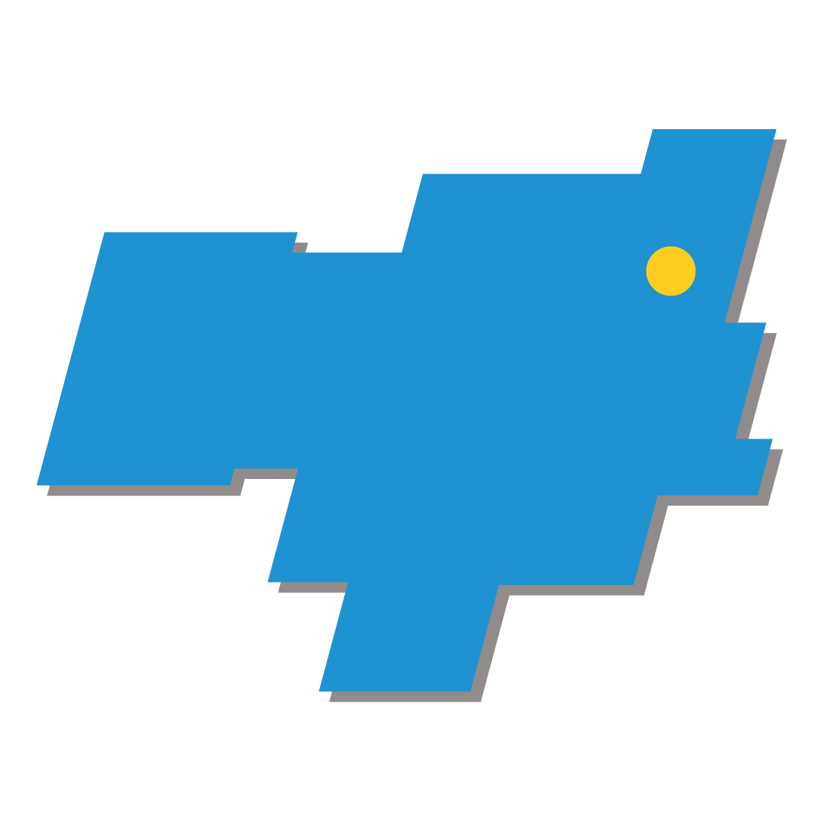 徳島県の無料フリーイラスト|簡易・県庁あり・四角斜め(青)