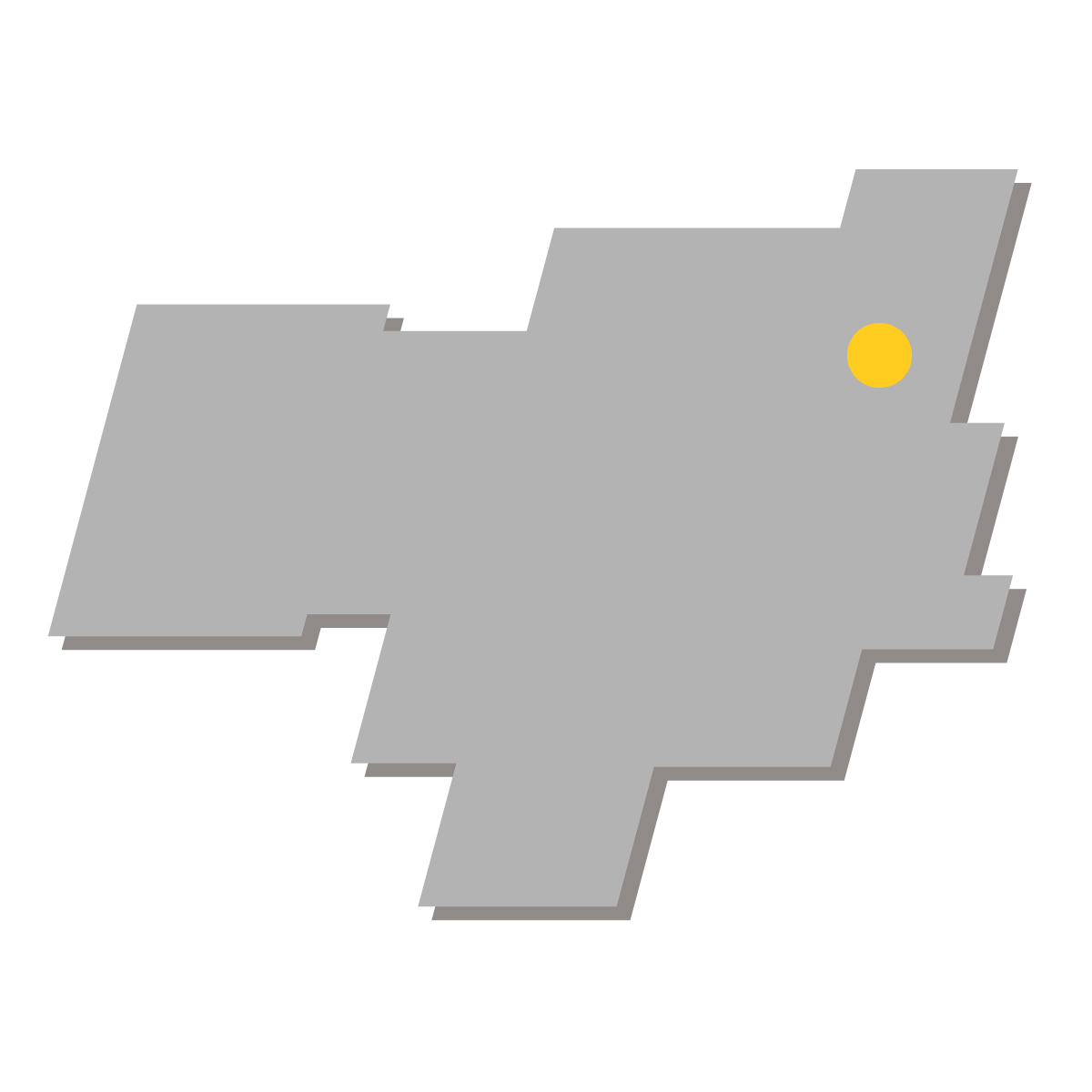 徳島県の無料フリーイラスト|簡易・県庁あり・四角斜め(グレー)