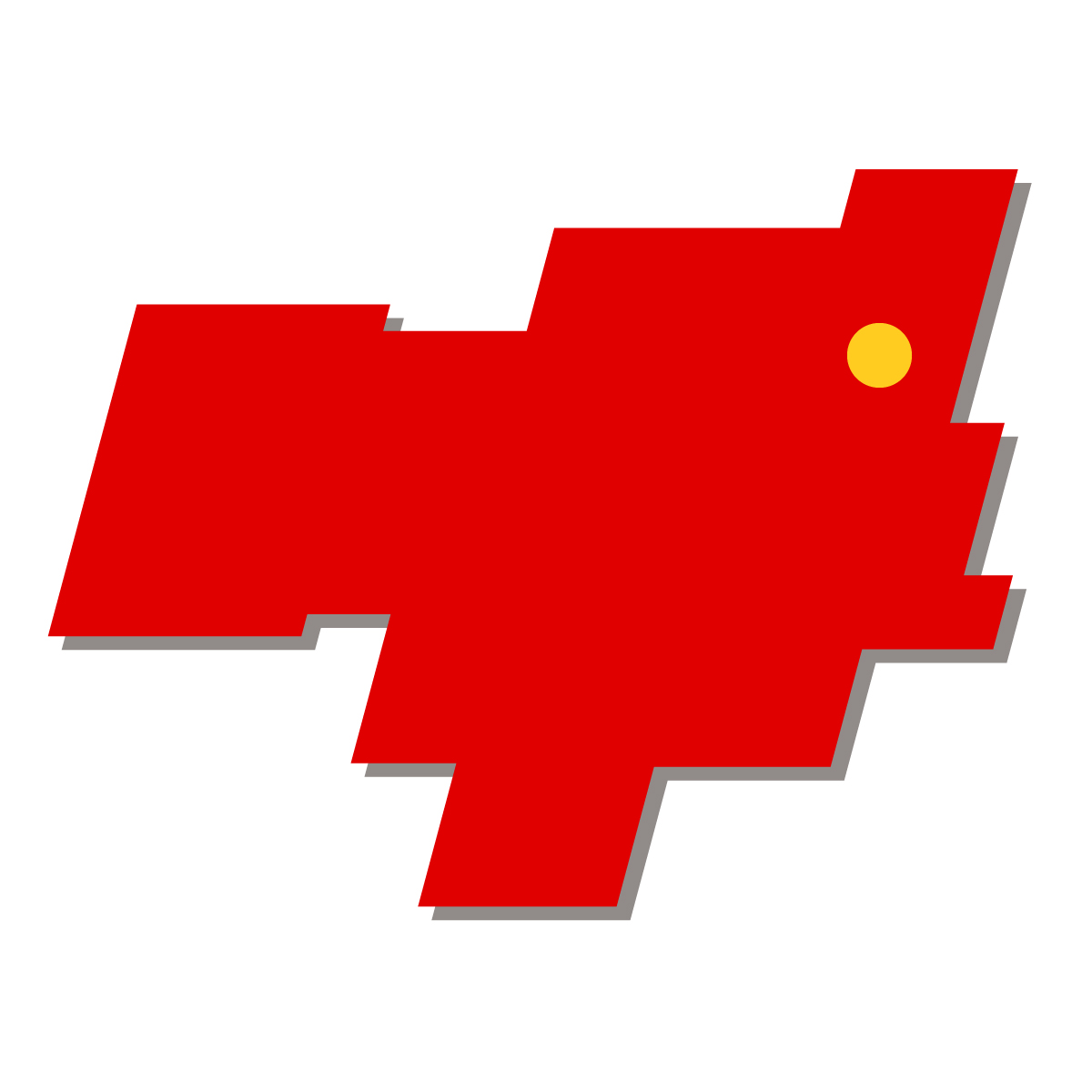 徳島県の無料フリーイラスト|簡易・県庁あり・四角斜め(赤)