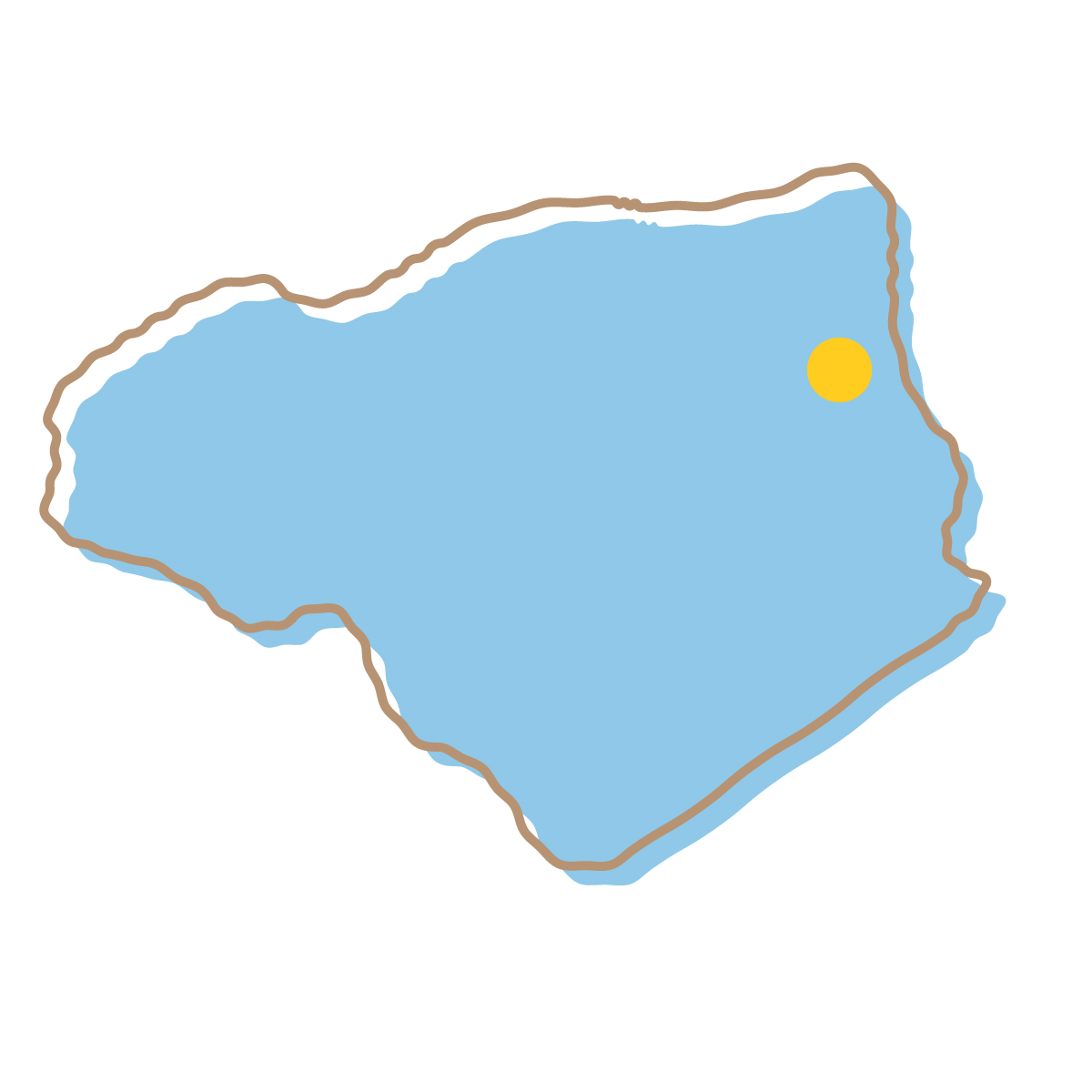 徳島県の無料フリーイラスト|簡易・県庁あり・イラスト風(青)