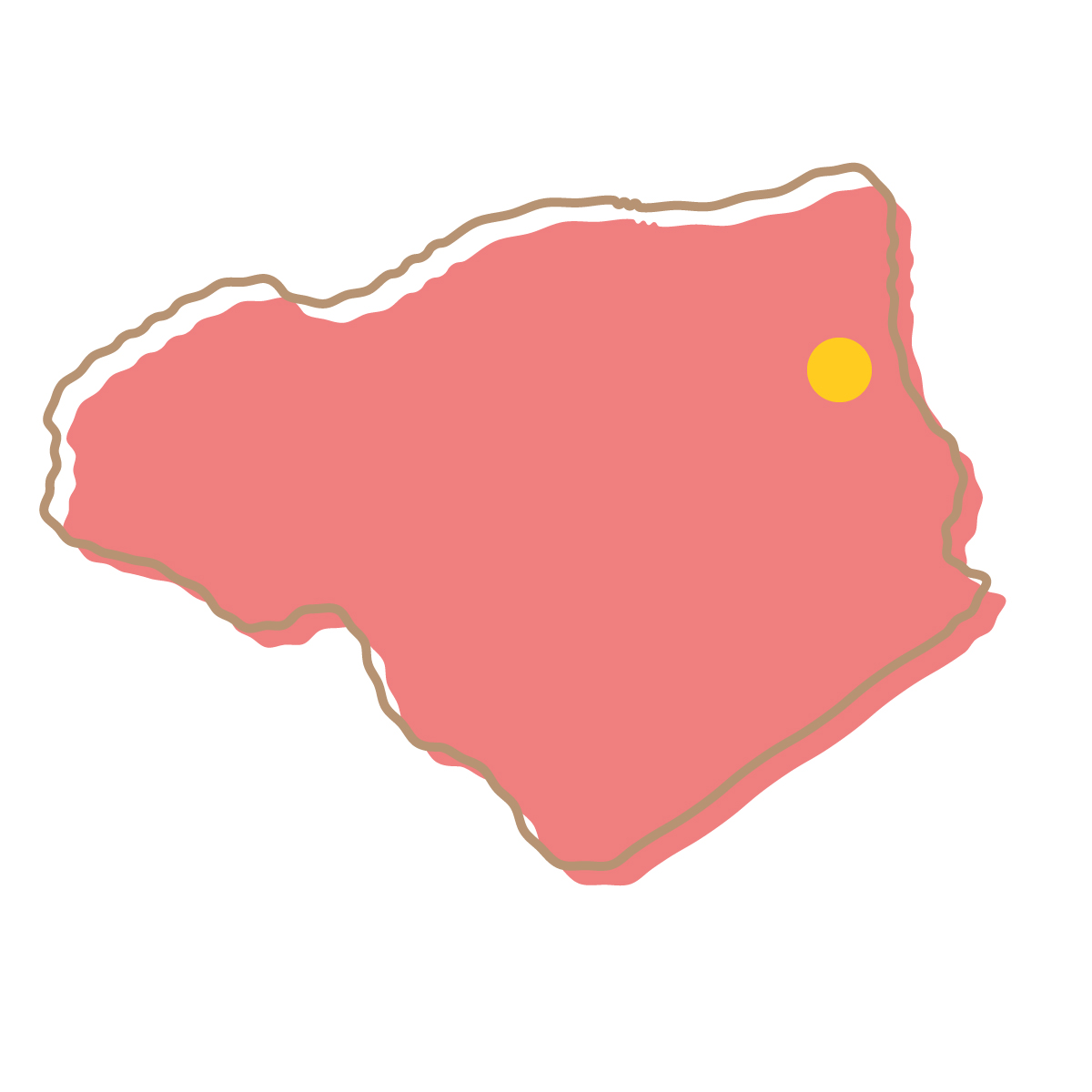 徳島県の無料フリーイラスト｜簡易・県庁あり・イラスト風(赤)