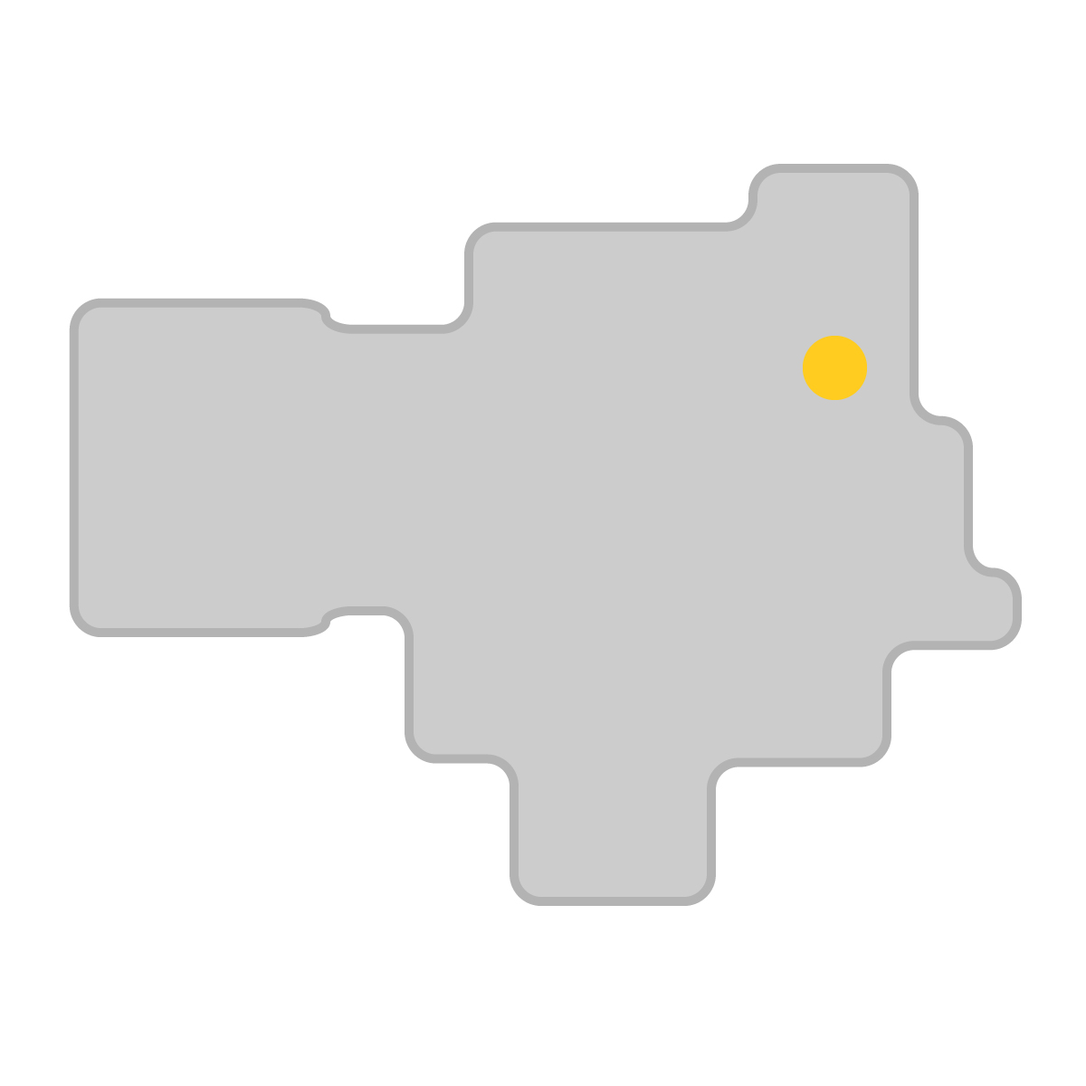 徳島県の無料フリーイラスト|簡易・県庁あり・角丸(グレー)