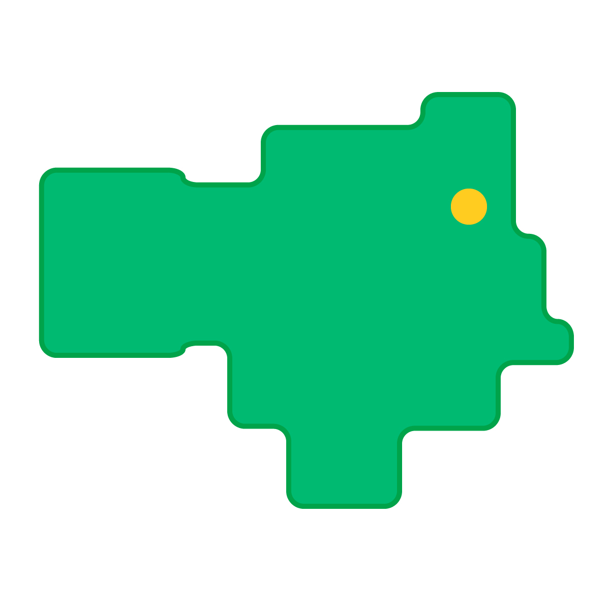 徳島県の無料フリーイラスト|簡易・県庁あり・角丸(緑)