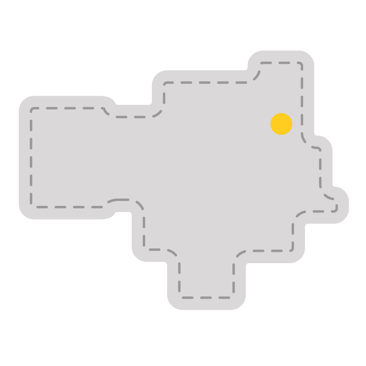 徳島県の無料フリーイラスト|簡易・県庁あり・角丸ステッチ(グレー)