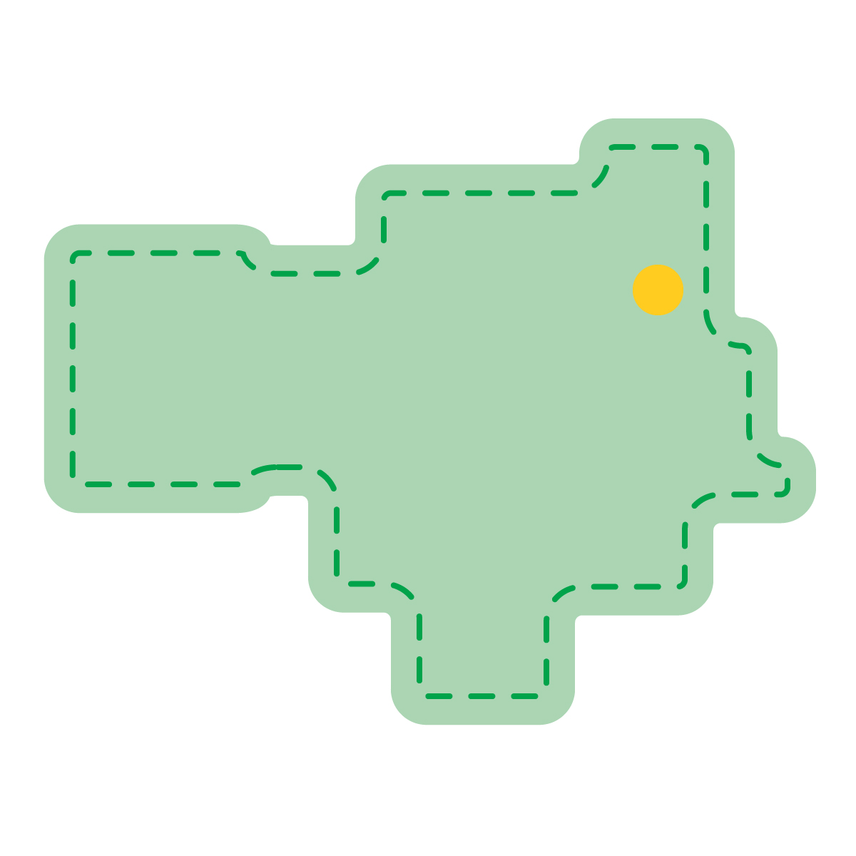 徳島県の無料フリーイラスト｜簡易・県庁あり・角丸ステッチ(緑)