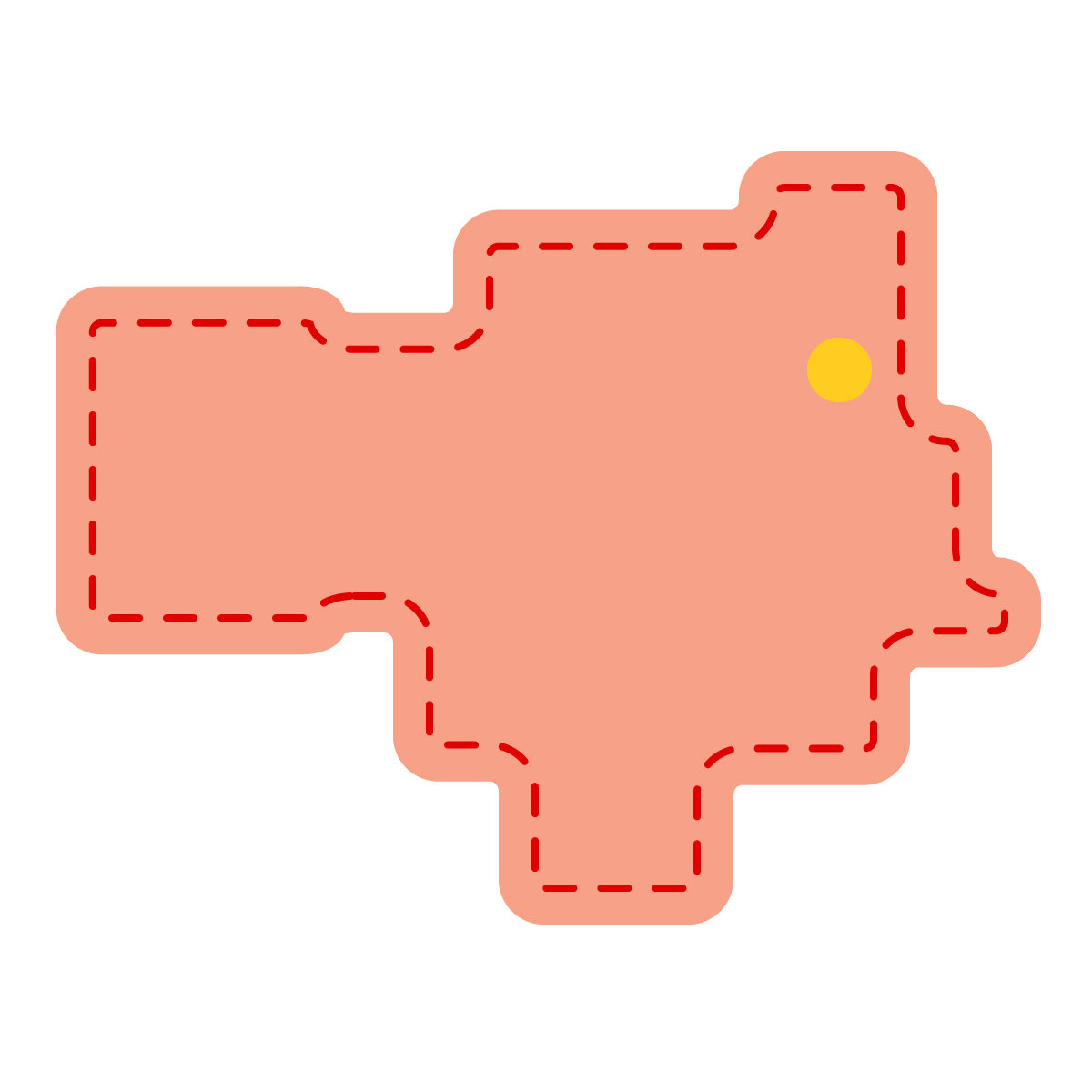 徳島県の無料フリーイラスト｜簡易・県庁あり・角丸ステッチ(赤)