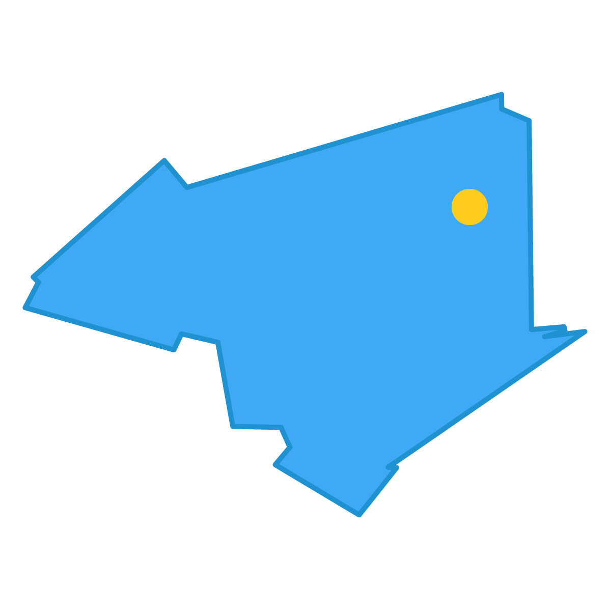 徳島県の無料フリーイラスト|簡易・県庁あり・単純化(青)