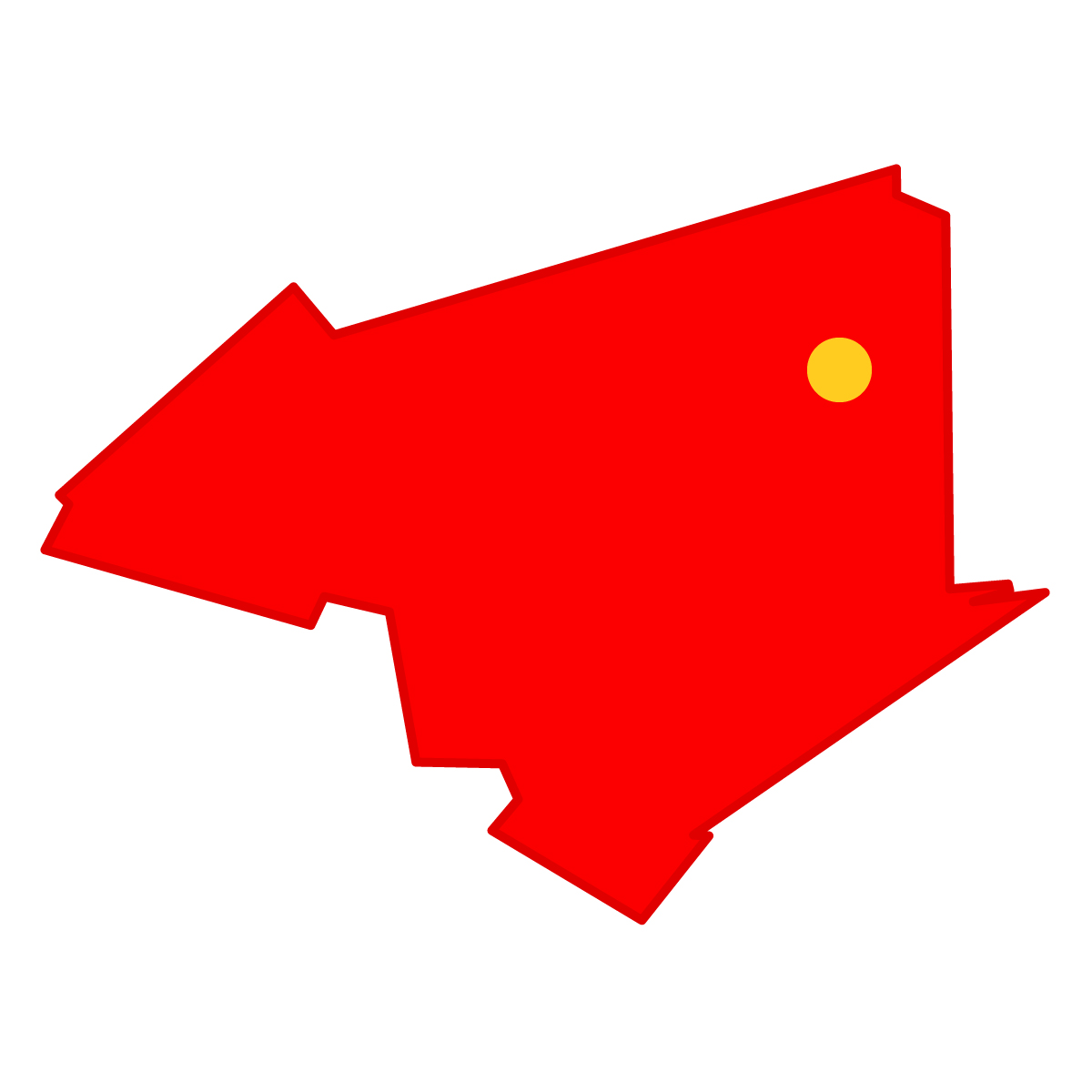 徳島県の無料フリーイラスト｜簡易・県庁あり・単純化(赤)