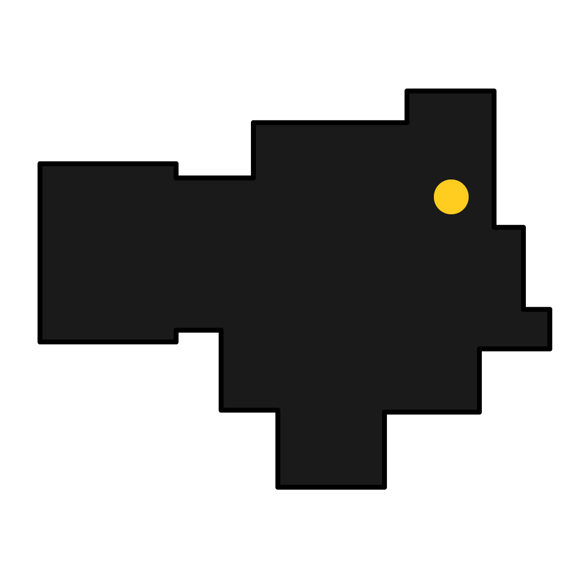 徳島県の無料フリーイラスト|簡易・県庁あり・四角(黒)