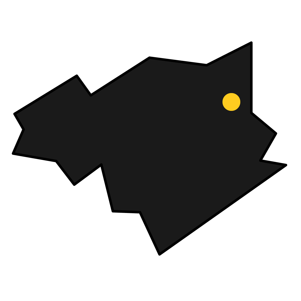 徳島県の無料フリーイラスト|簡易・県庁あり・三角(黒)