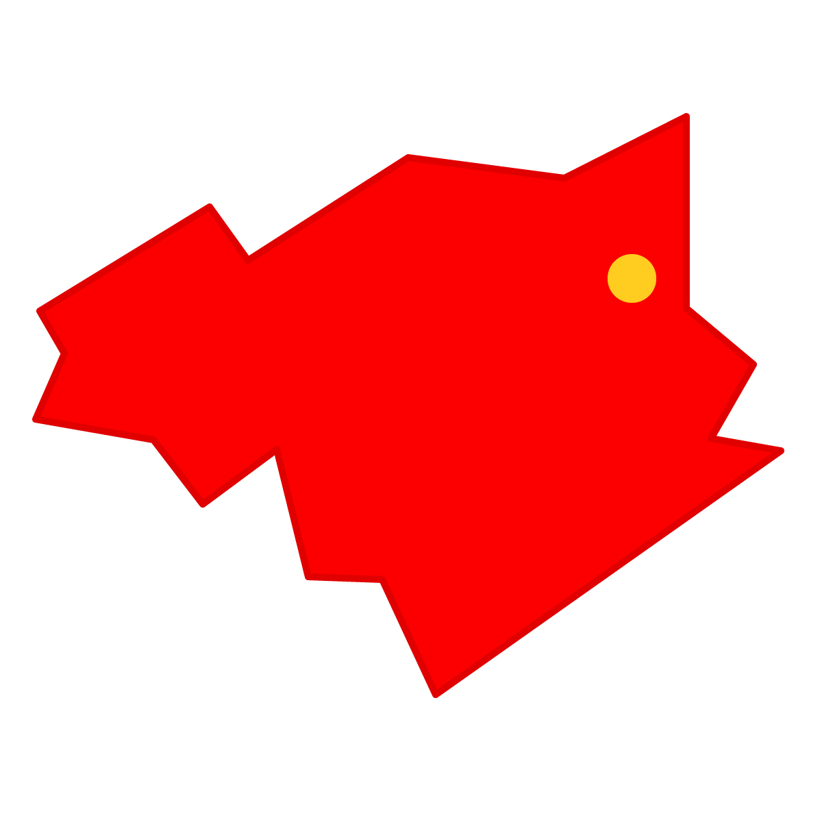 徳島県の無料フリーイラスト｜簡易・県庁あり・三角(赤)