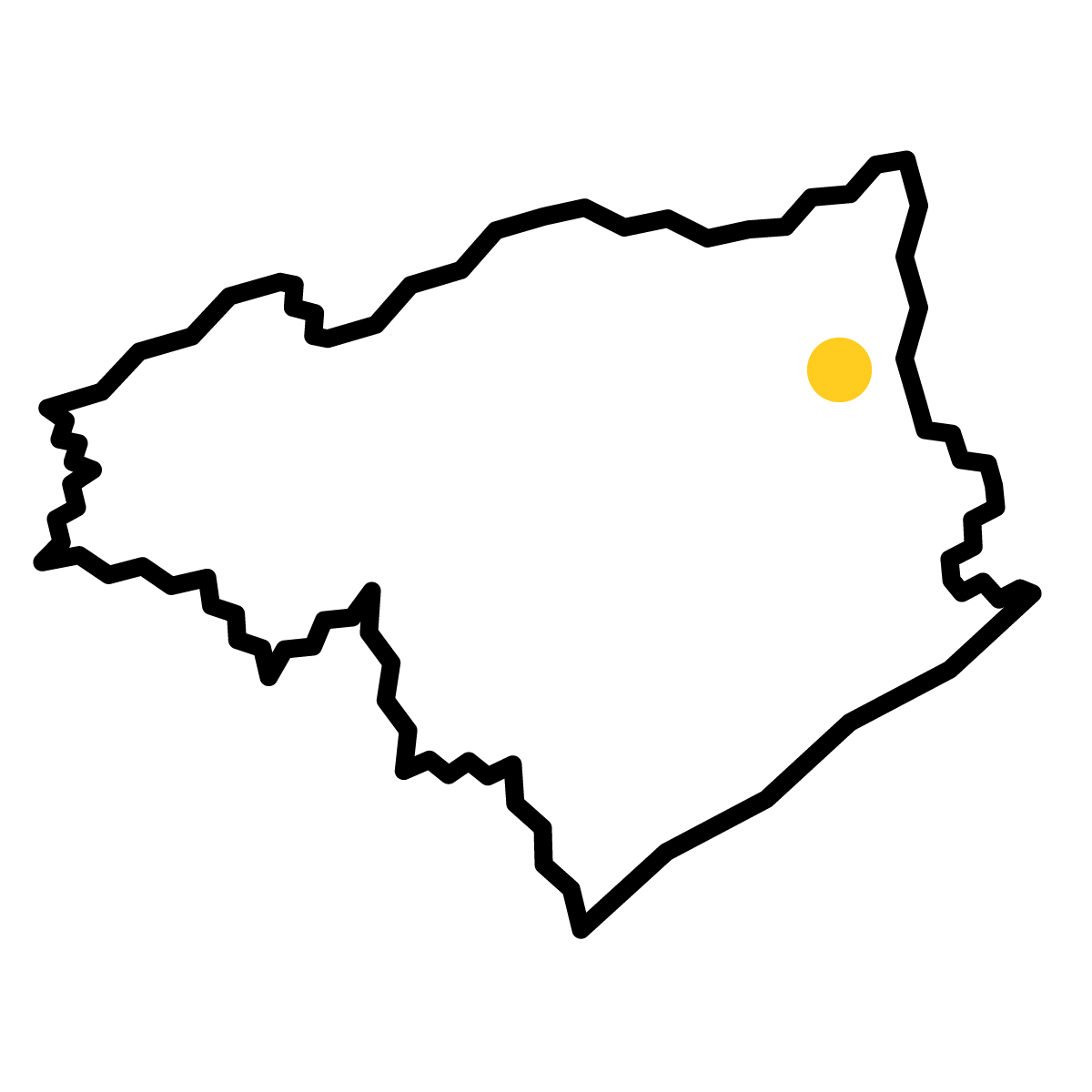 徳島県の無料フリーイラスト｜簡易・県庁あり・ジグザグ(黒)