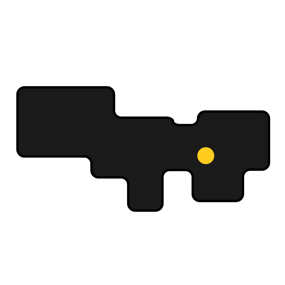 東京都の無料フリーイラスト｜簡易・県庁あり・角丸(黒)