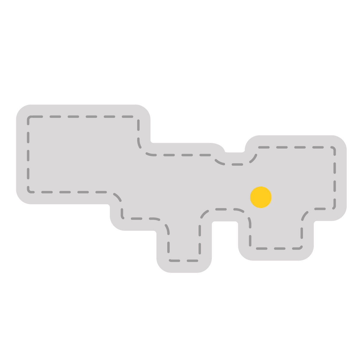 東京都の無料フリーイラスト|簡易・県庁あり・角丸ステッチ(グレー)