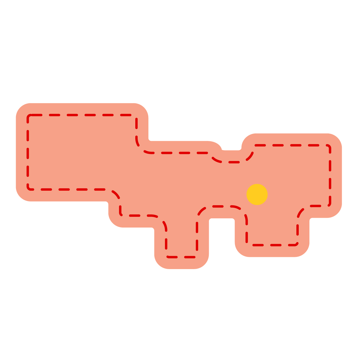 東京都の無料フリーイラスト｜簡易・県庁あり・角丸ステッチ(赤)