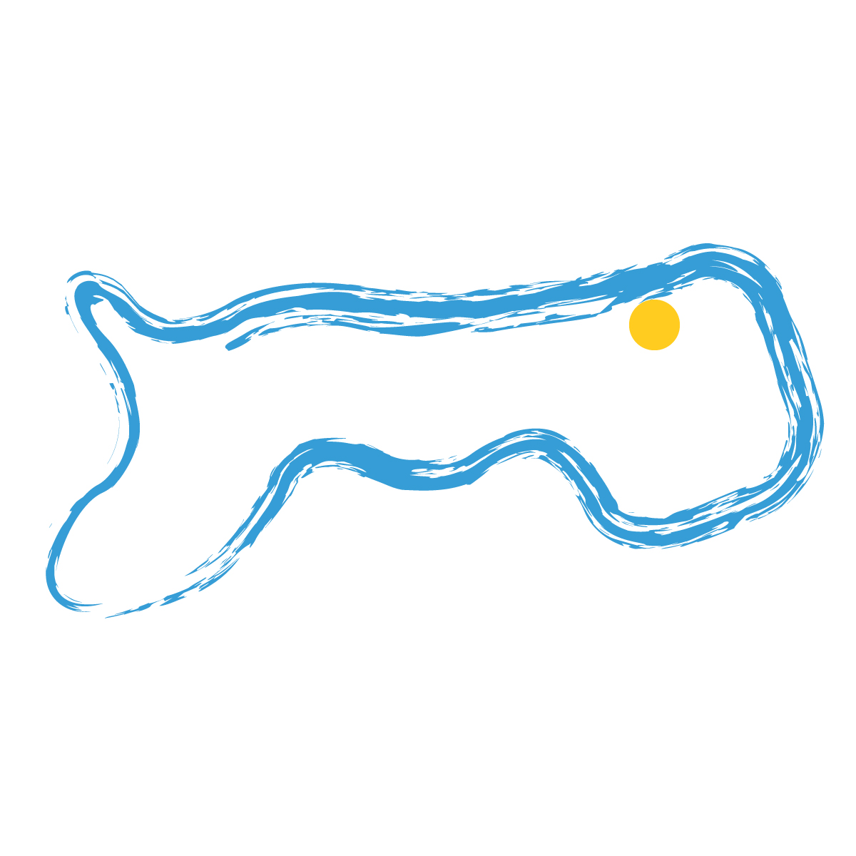 鳥取県の無料フリーイラスト｜簡易・県庁あり・毛筆(青)