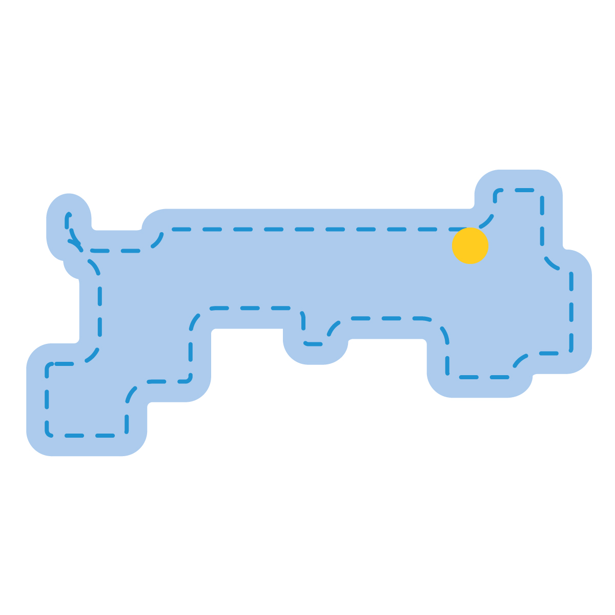 鳥取県の無料フリーイラスト｜簡易・県庁あり・角丸ステッチ(青)