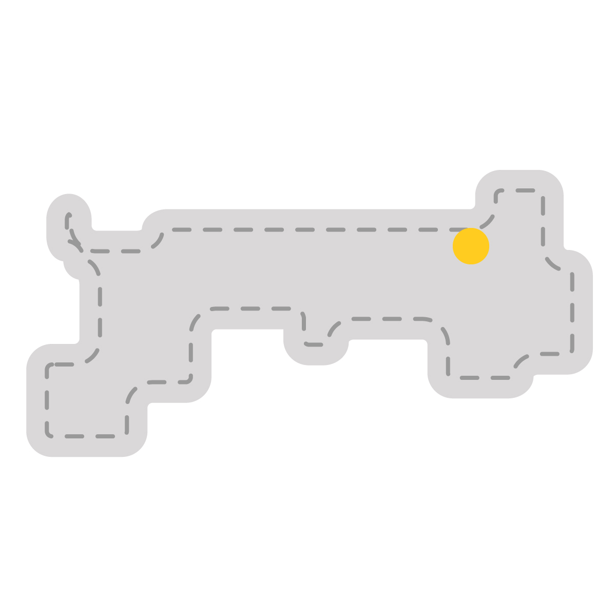 鳥取県の無料フリーイラスト|簡易・県庁あり・角丸ステッチ(グレー)