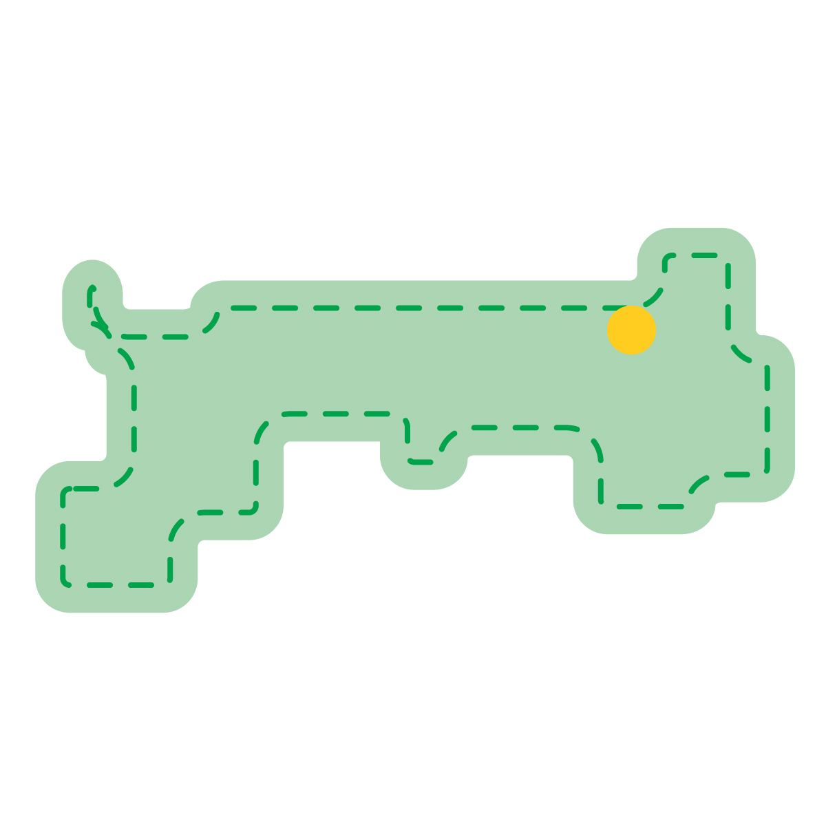 鳥取県の無料フリーイラスト｜簡易・県庁あり・角丸ステッチ(緑)
