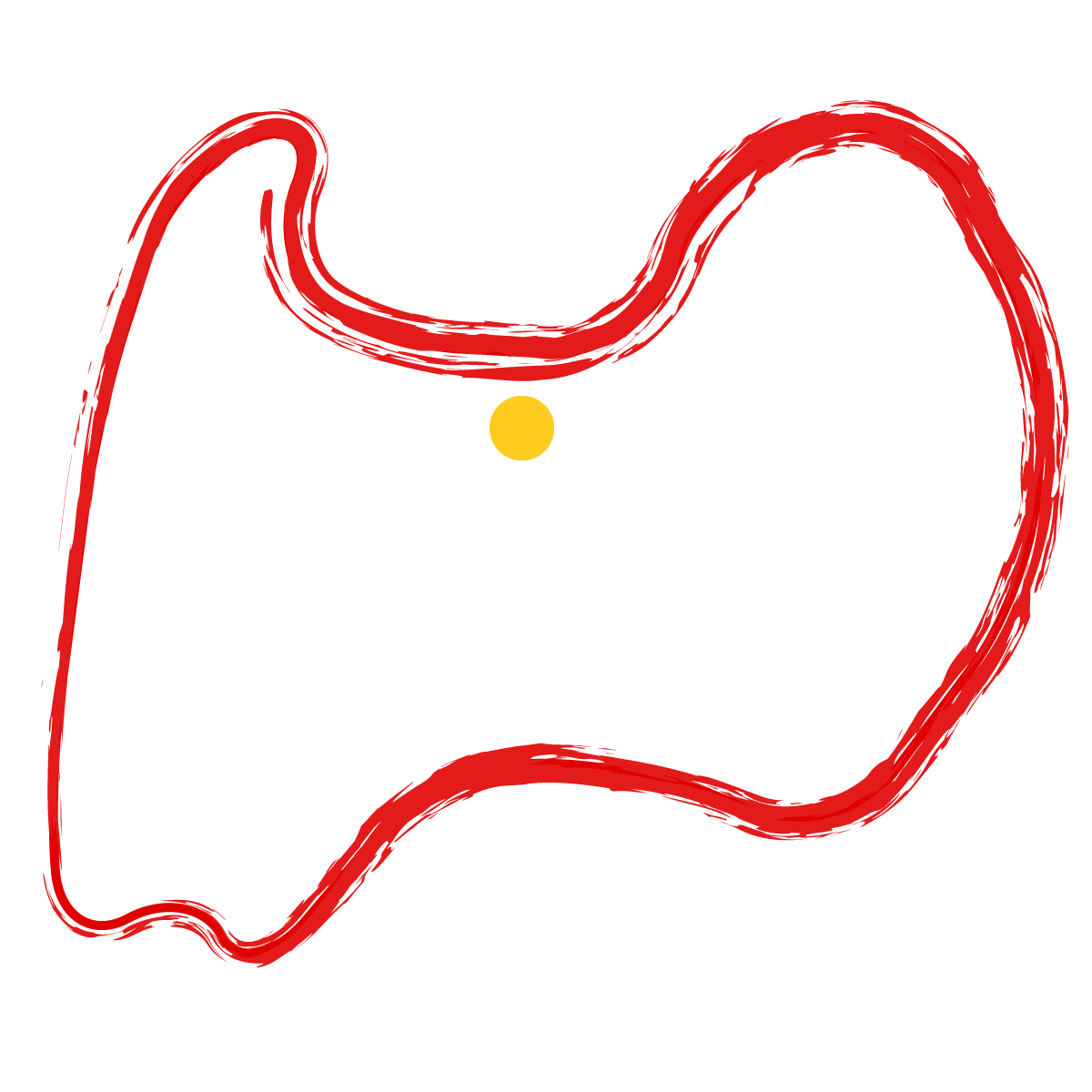 富山県の無料フリーイラスト|簡易・県庁あり・毛筆(赤)