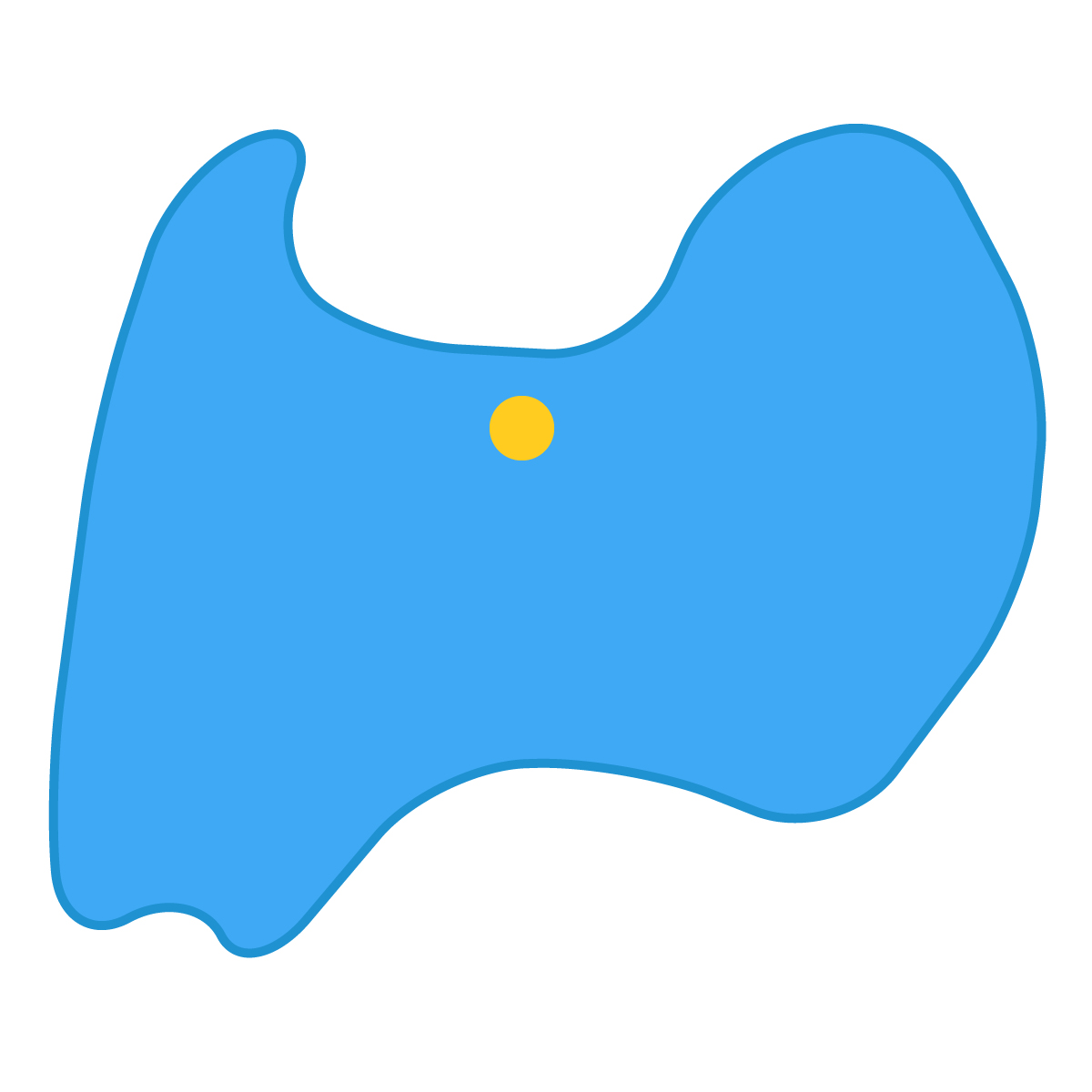 富山県の無料フリーイラスト|簡易・県庁あり・曲線(青)