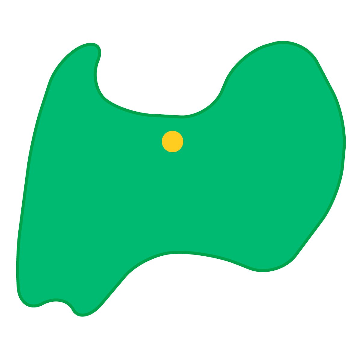 富山県の無料フリーイラスト|簡易・県庁あり・曲線(緑)