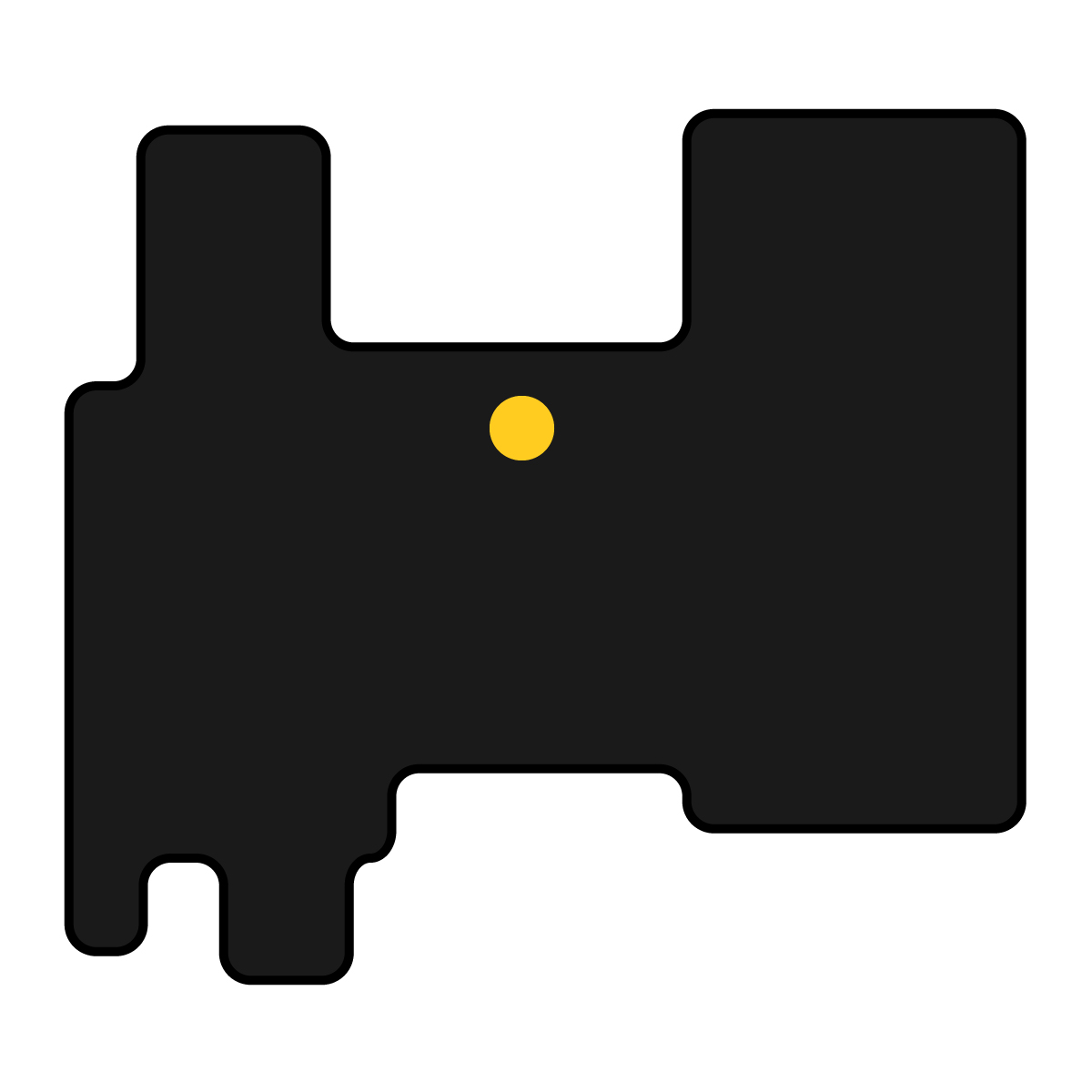 富山県の無料フリーイラスト|簡易・県庁あり・角丸(黒)