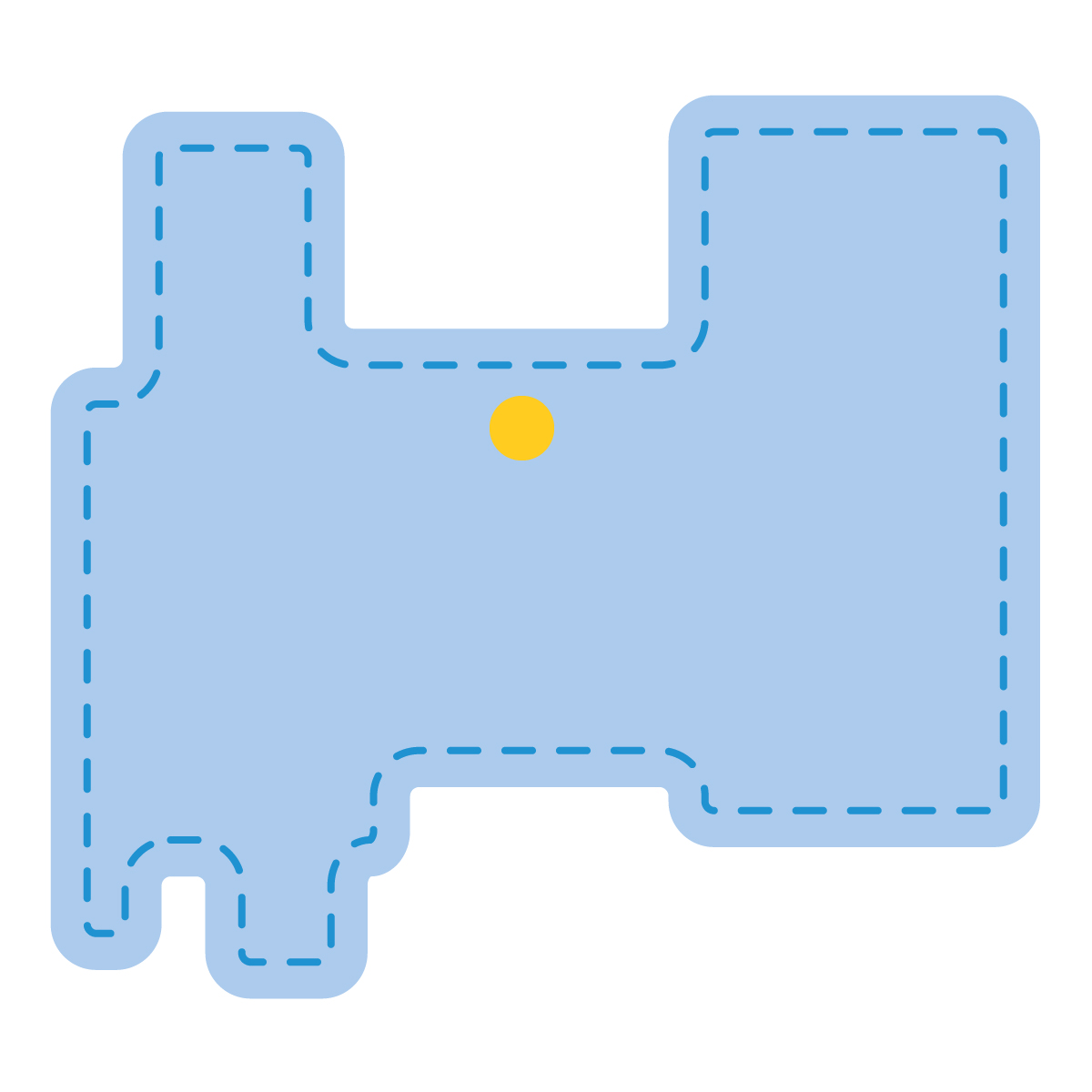 富山県の無料フリーイラスト|簡易・県庁あり・角丸ステッチ(青)