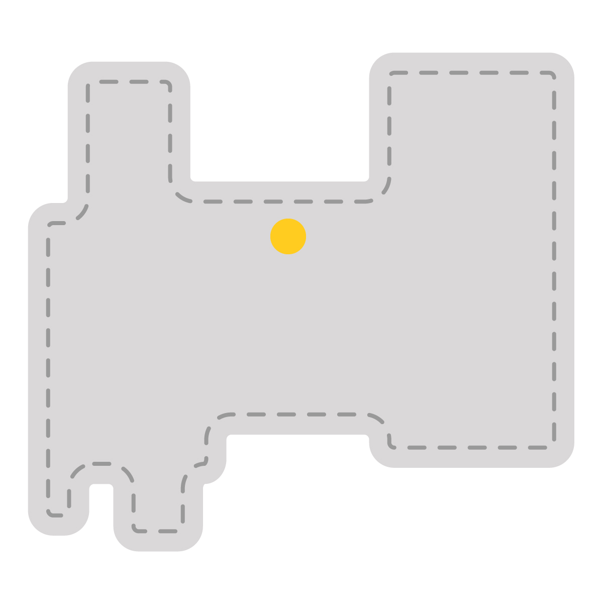 富山県の無料フリーイラスト|簡易・県庁あり・角丸ステッチ(グレー)