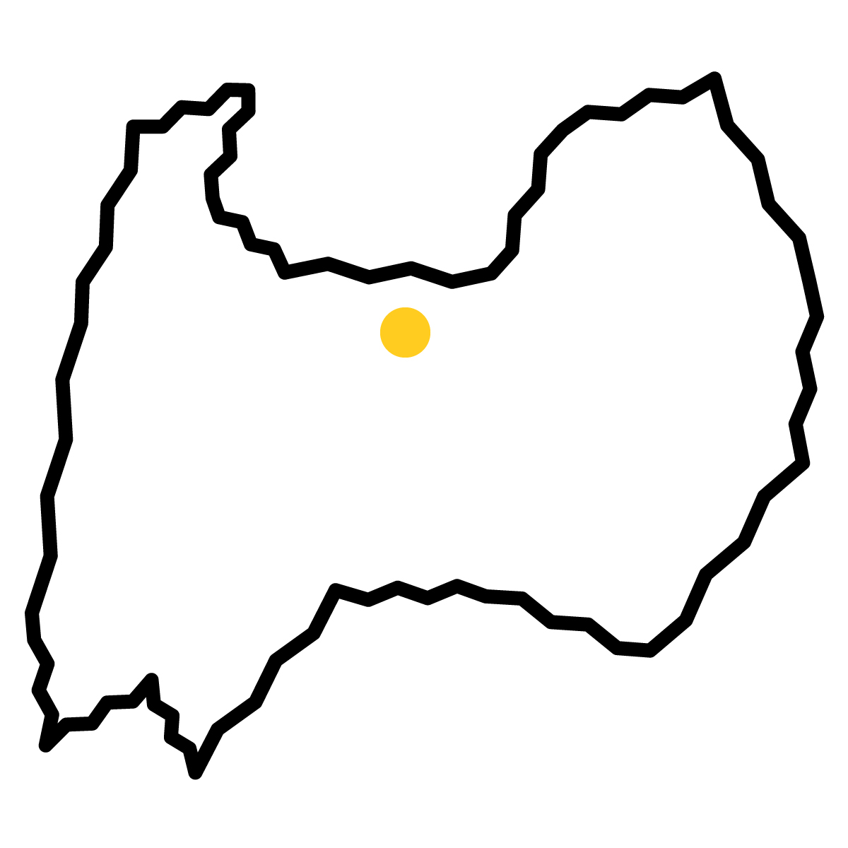 富山県の無料フリーイラスト|簡易・県庁あり・ジグザグ(黒)