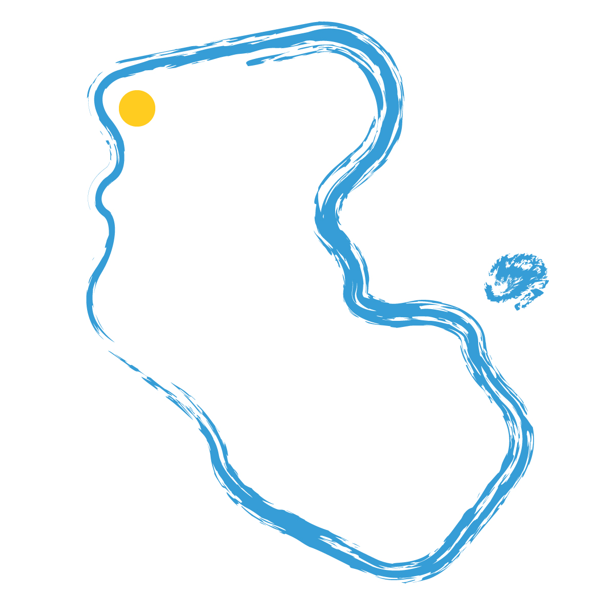 和歌山県の無料フリーイラスト|簡易・県庁あり・毛筆(青)