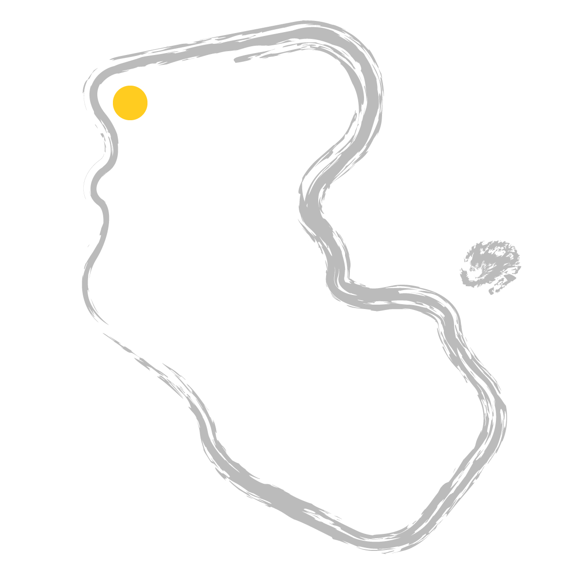 和歌山県の無料フリーイラスト|簡易・県庁あり・毛筆(グレー)