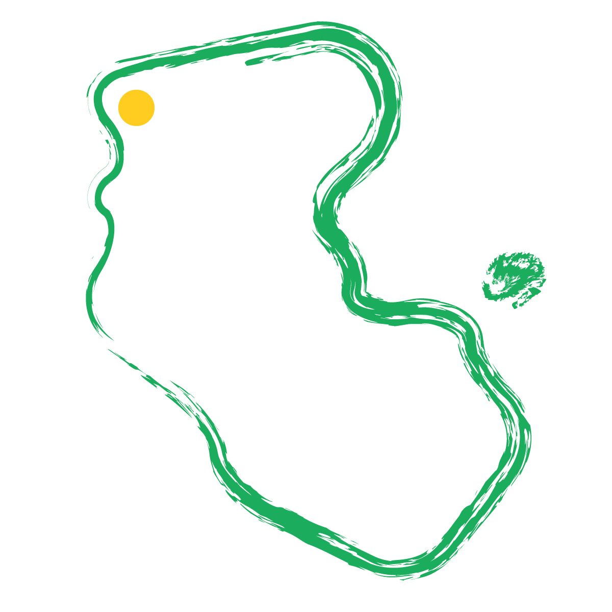 和歌山県の無料フリーイラスト｜簡易・県庁あり・毛筆(緑)