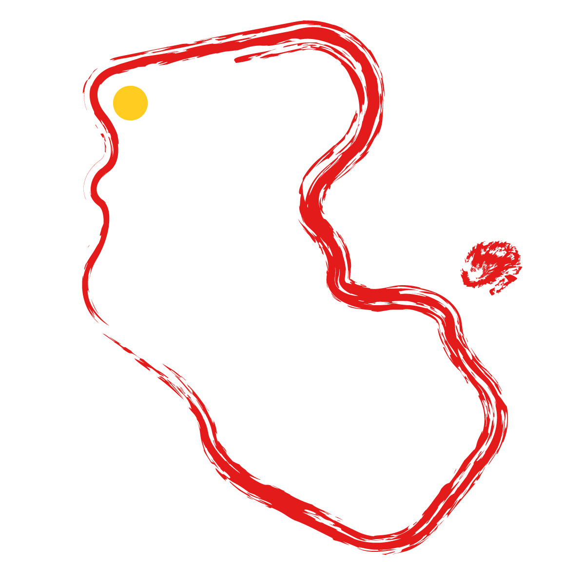 和歌山県の無料フリーイラスト|簡易・県庁あり・毛筆(赤)