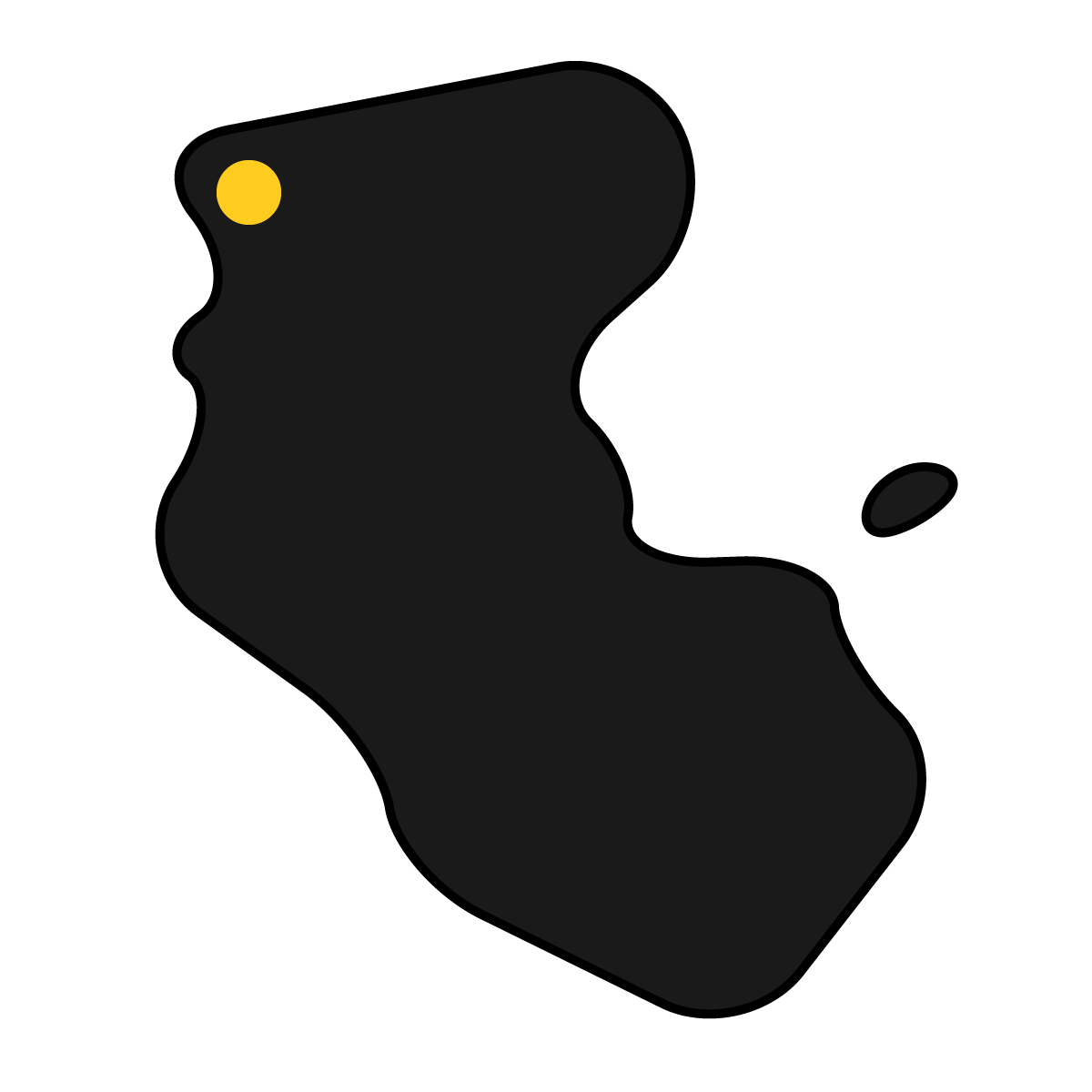 和歌山県の無料フリーイラスト|簡易・県庁あり・曲線(黒)