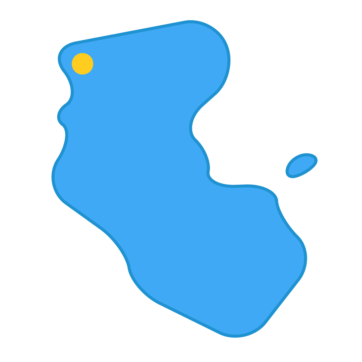 和歌山県の無料フリーイラスト|簡易・県庁あり・曲線(青)