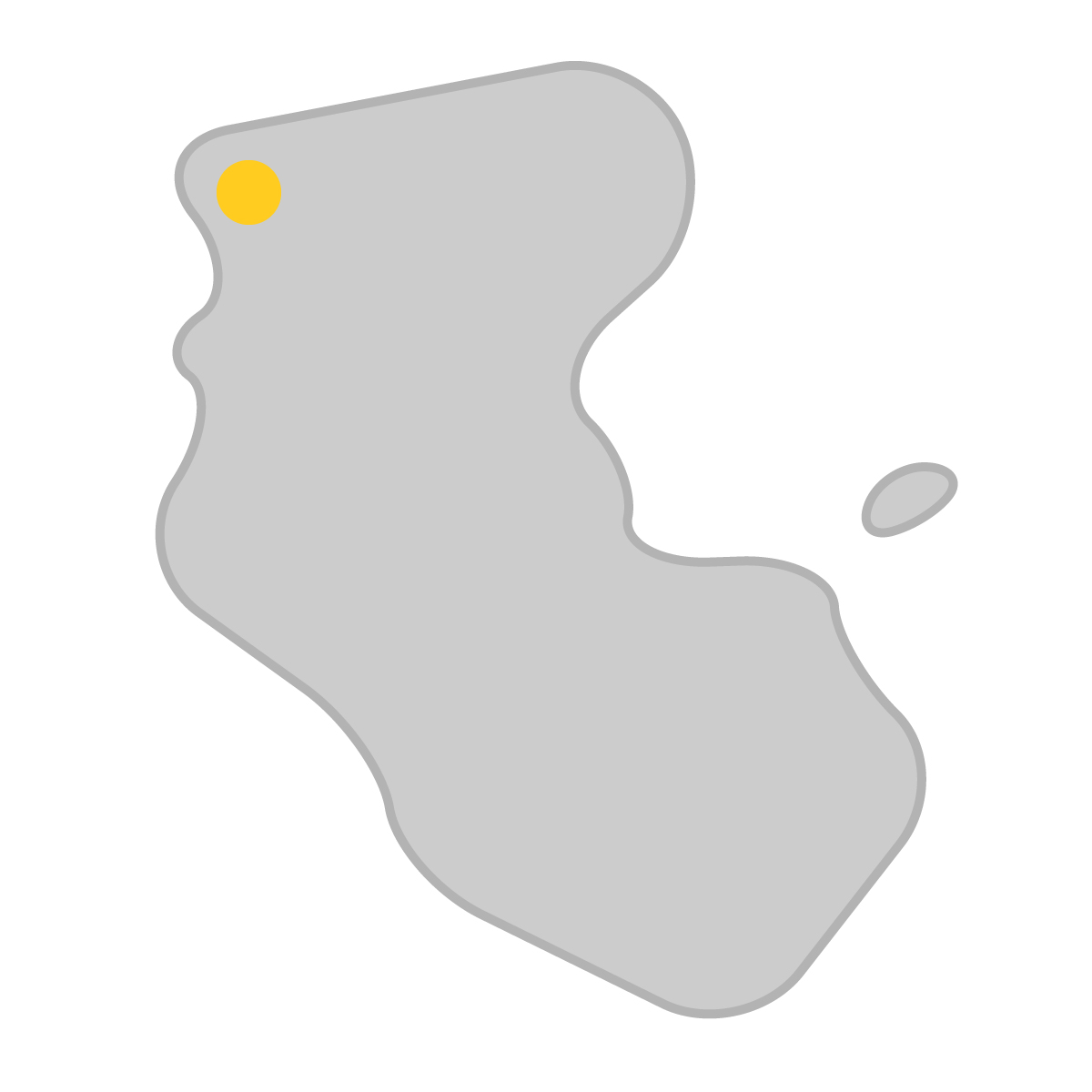 和歌山県の無料フリーイラスト|簡易・県庁あり・曲線(グレー)
