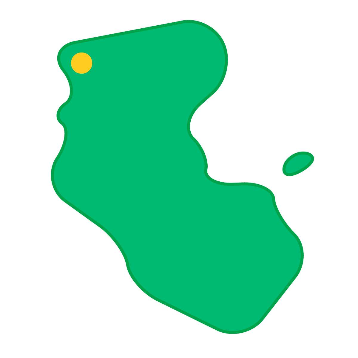 和歌山県の無料フリーイラスト｜簡易・県庁あり・曲線(緑)