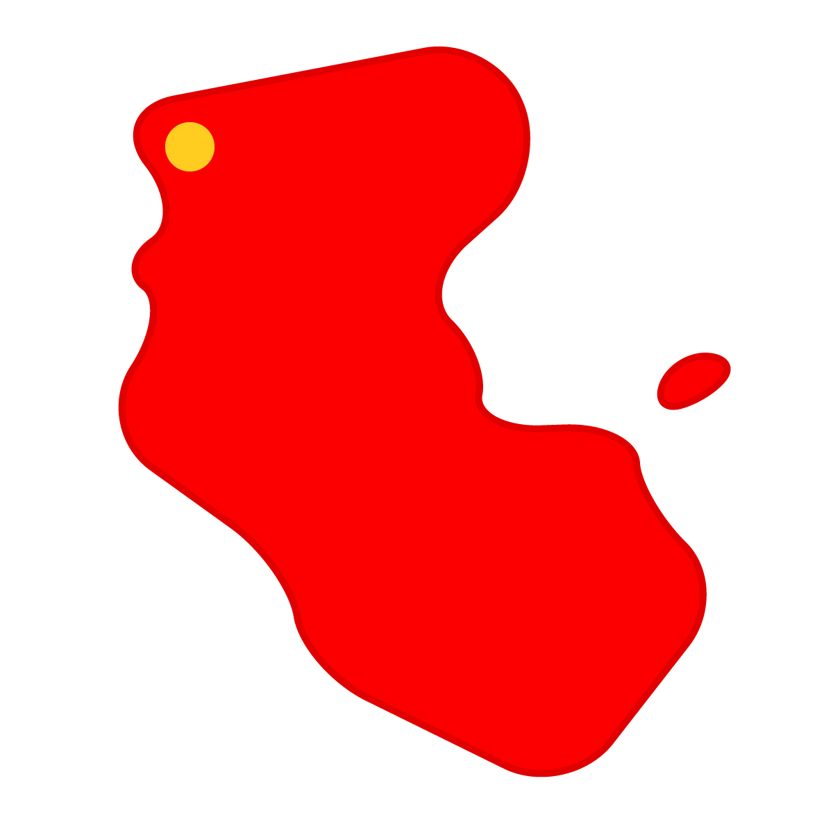 和歌山県の無料フリーイラスト|簡易・県庁あり・曲線(赤)