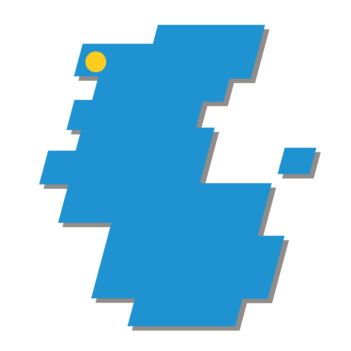 和歌山県の無料フリーイラスト｜簡易・県庁あり・四角斜め(青)