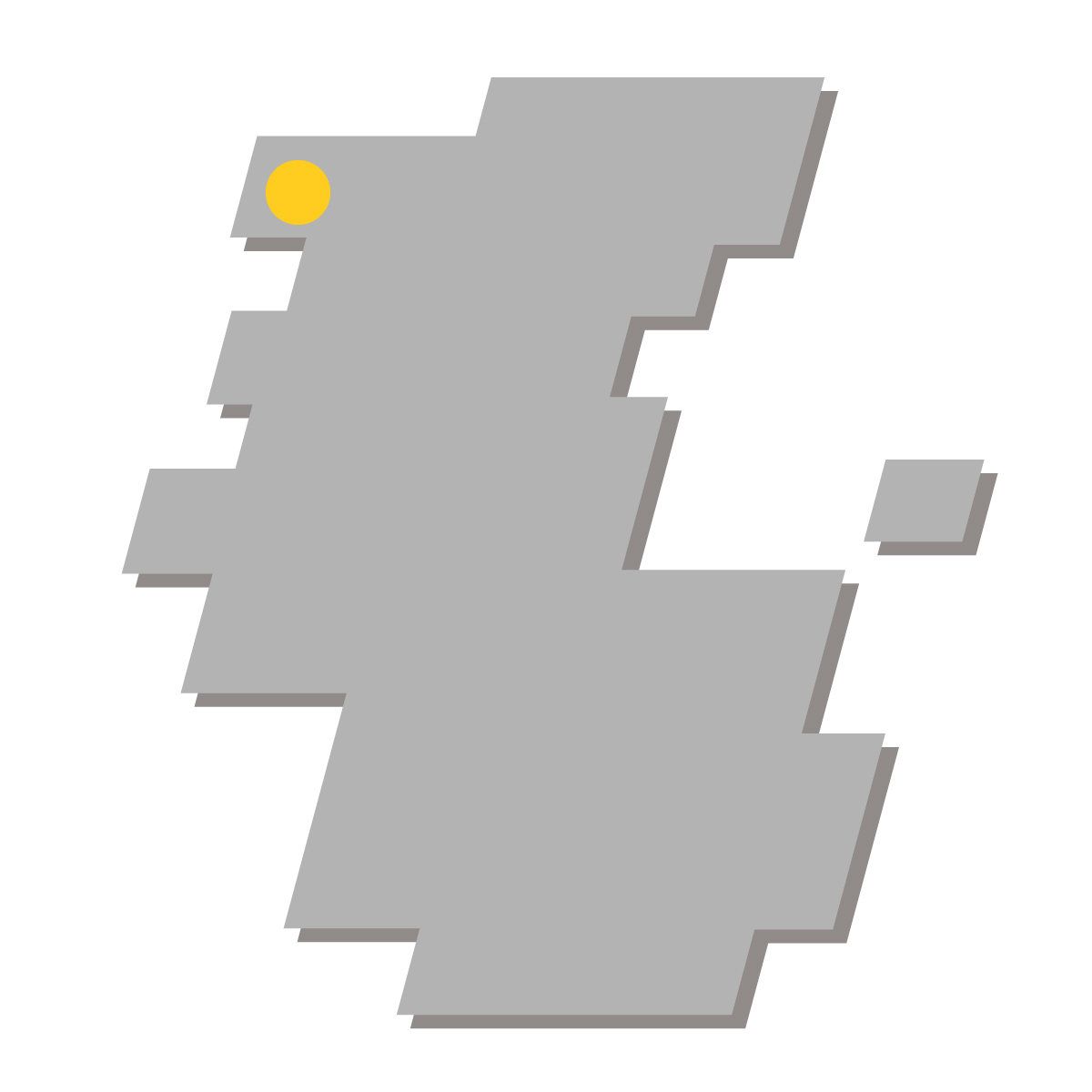 和歌山県の無料フリーイラスト｜簡易・県庁あり・四角斜め(グレー)