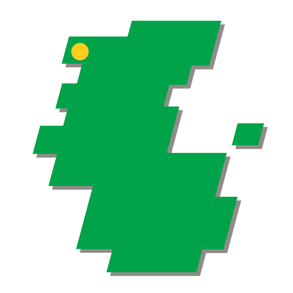 和歌山県の無料フリーイラスト｜簡易・県庁あり・四角斜め(緑)