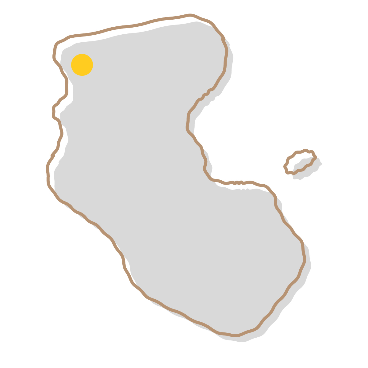 和歌山県の無料フリーイラスト|簡易・県庁あり・イラスト風(グレー)