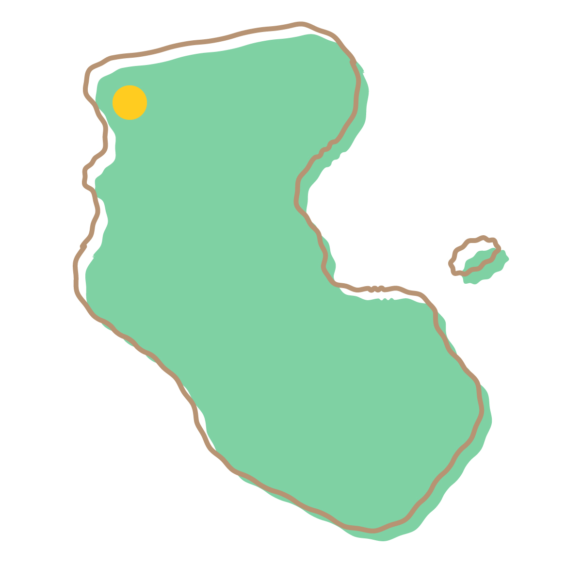 和歌山県の無料フリーイラスト|簡易・県庁あり・イラスト風(緑)