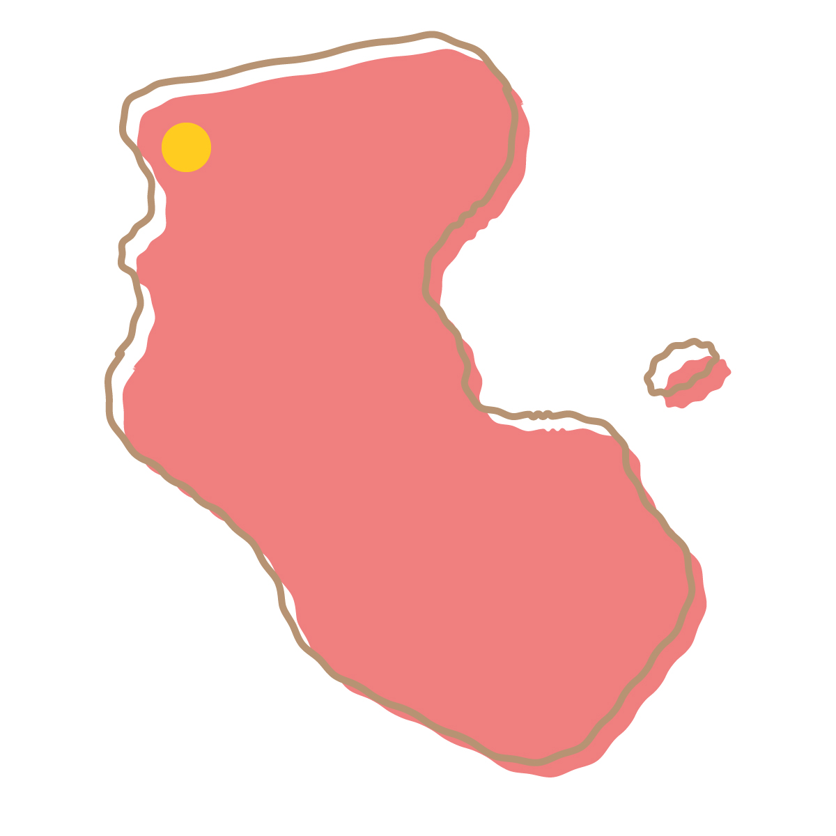 和歌山県の無料フリーイラスト｜簡易・県庁あり・イラスト風(赤)